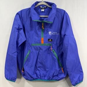 VTG Sierra Designs Men M Windbreaker Packable 1/4 Zip Pull Over Anorak Blue